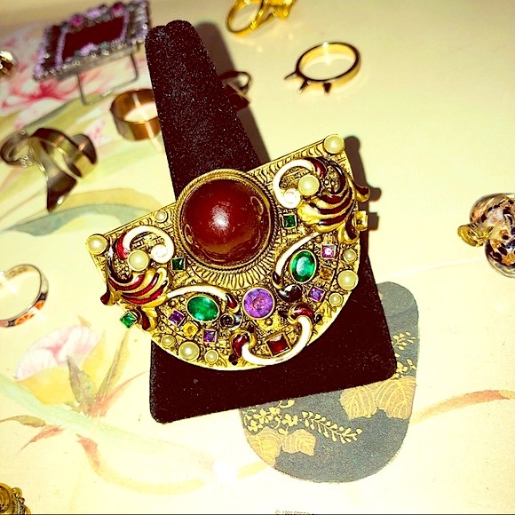 Antique Genuine Gemstone Enamel Buckle/Pendant - Picture 2 of 5